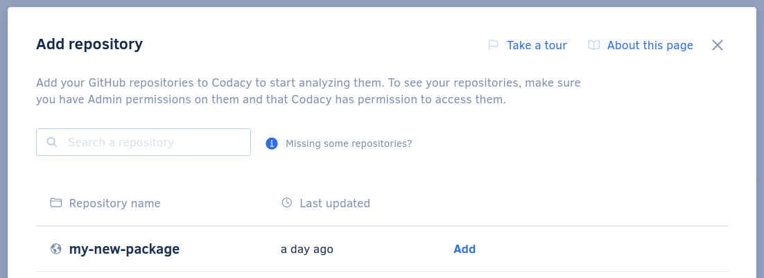 Codacy select your repository