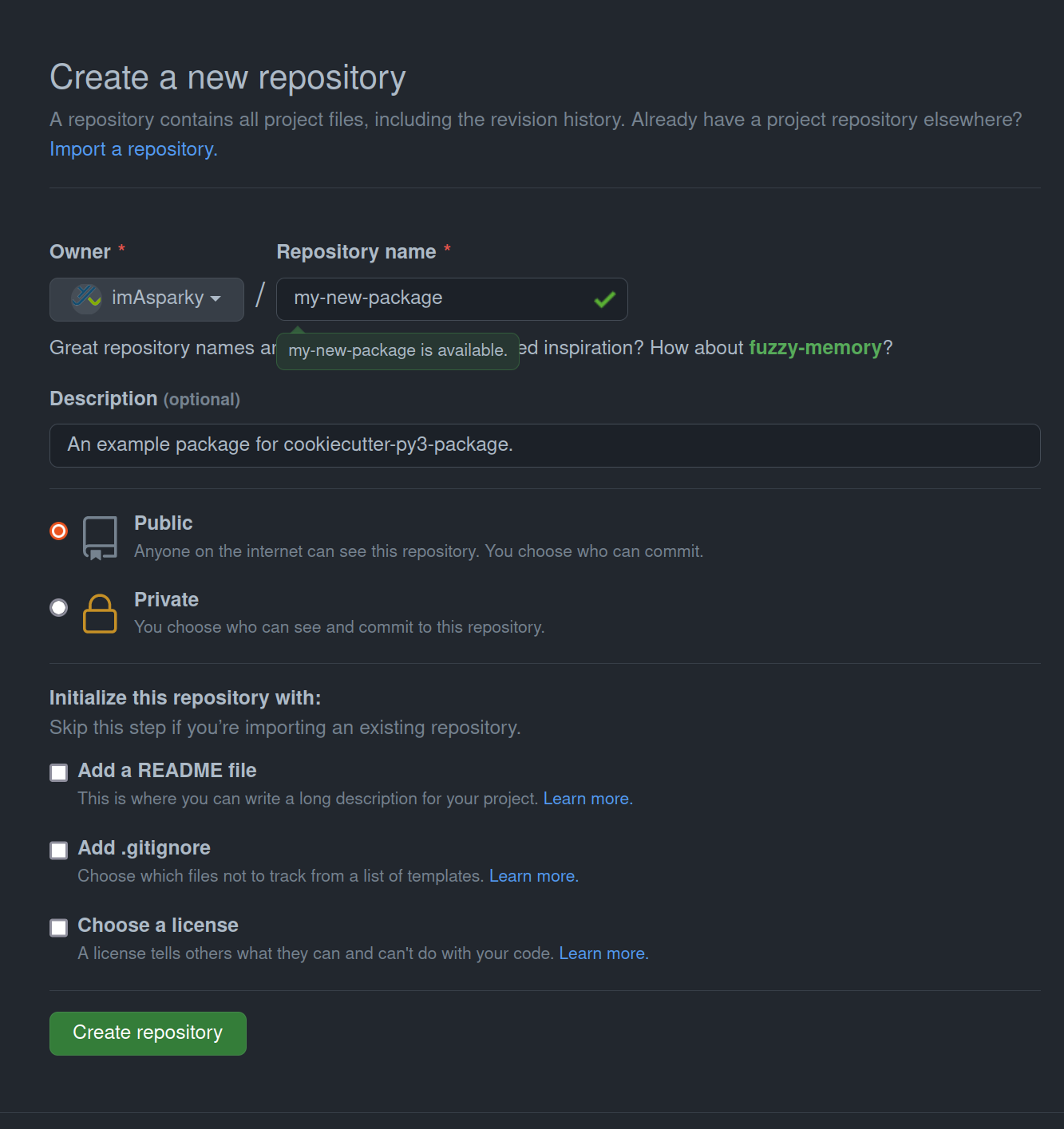 Create a New Repository