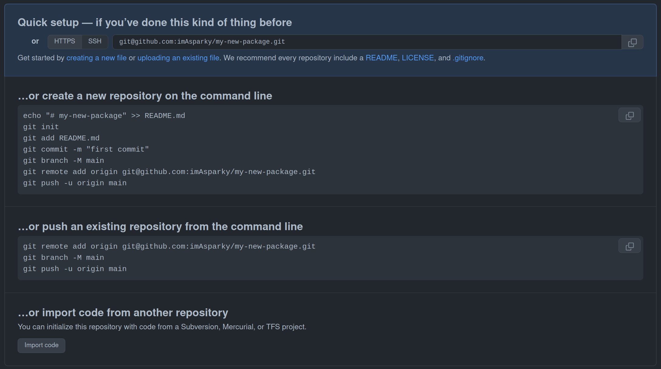 New Repository Command Line Options